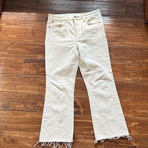rag & bone Off-White Flare Jeans with Frayed Hem